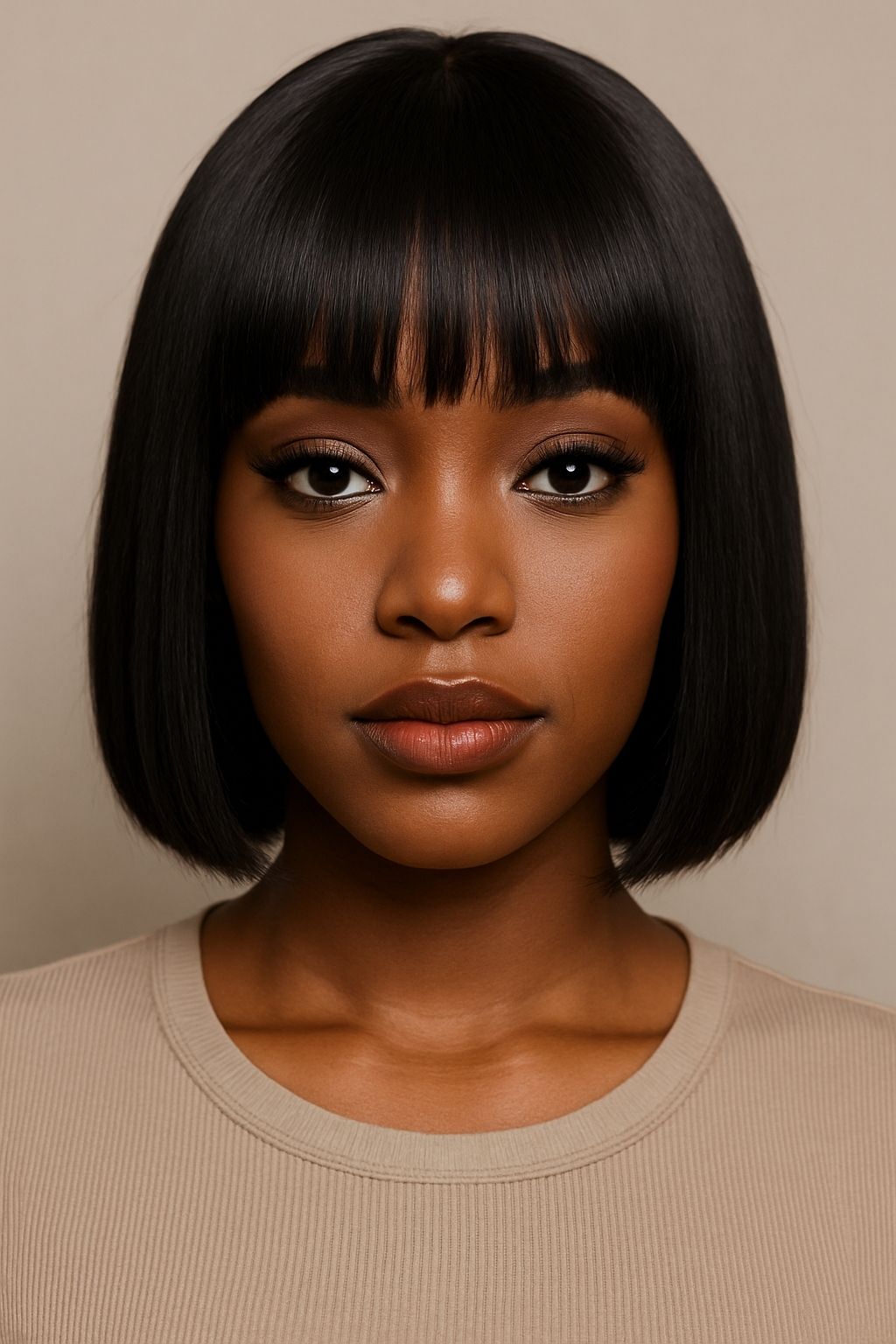 Straight Bang Bob Wig – Sleek Virgin Human Hair with Full Bangs
