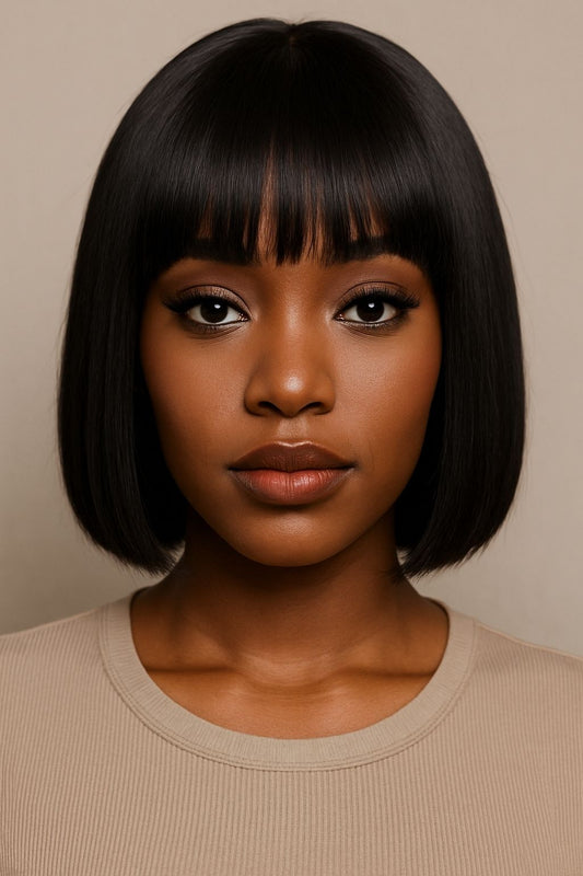 Straight Bang Bob Wig – Sleek Virgin Human Hair with Full Bangs
