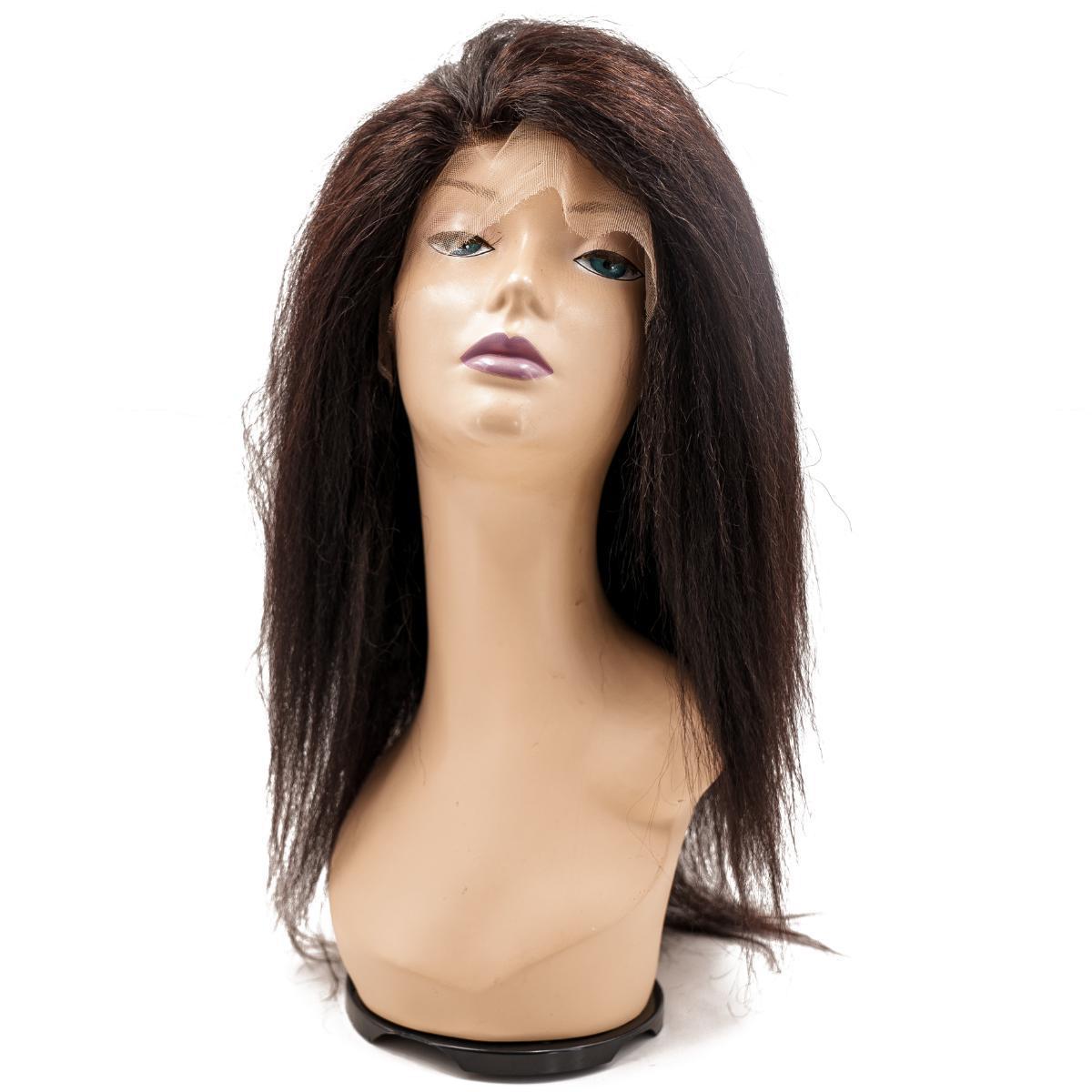 Kinky Straight Poly‑Skin Medical Wig — Natural 1B